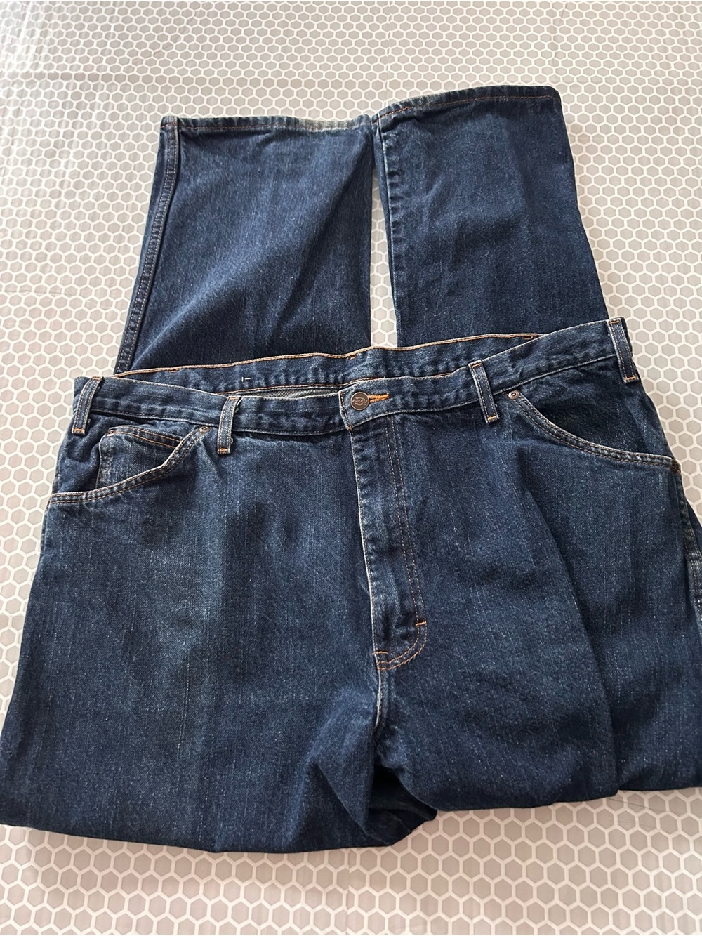 Dickies Straight Leg Dark Blue Cotton Jeans Size 42x32
